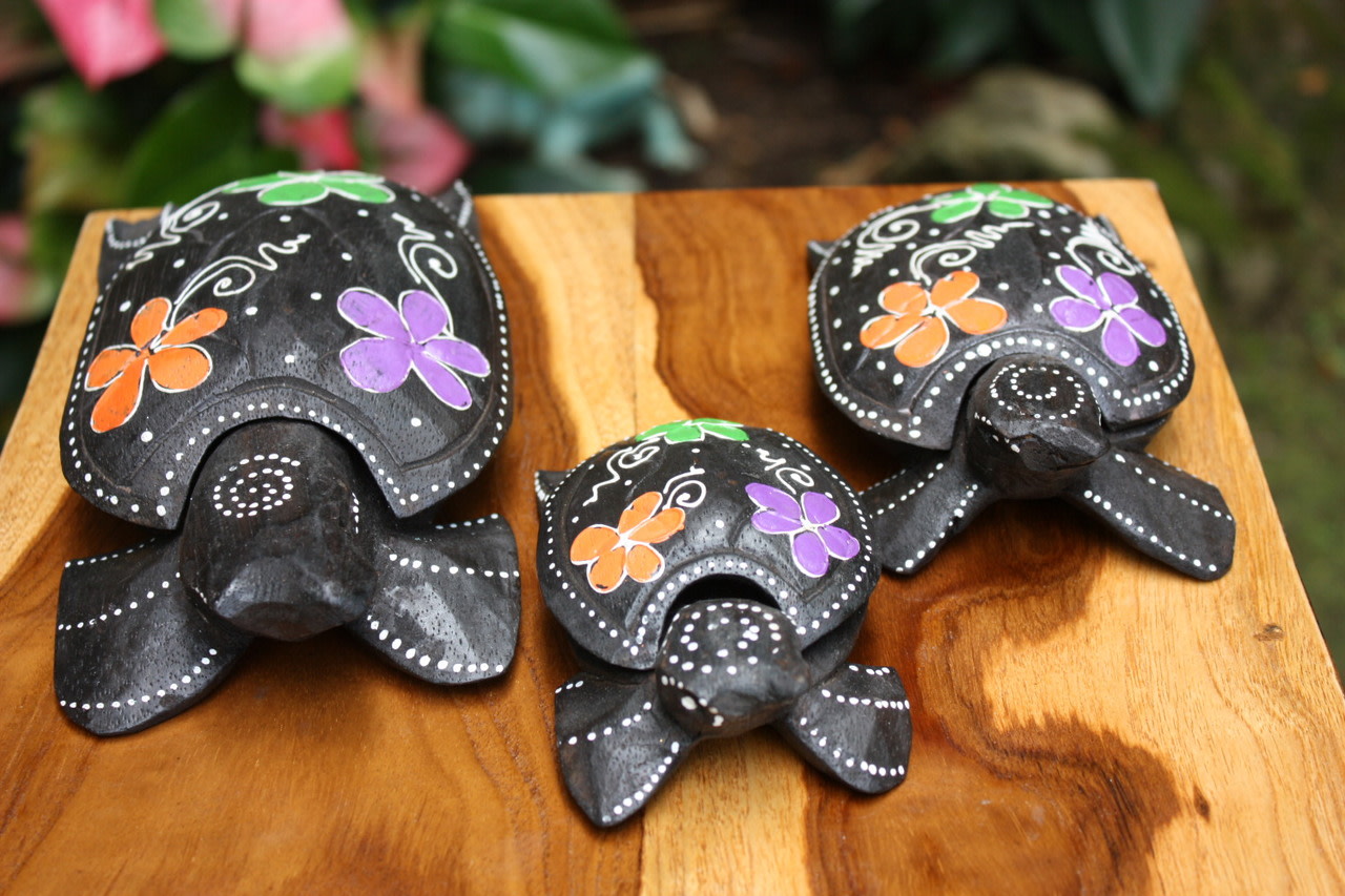Set of 3 Turtles Ashtray/Keepsake Boxes Floral | #wib3710 Set of 3 Turtles Ashtray/Keepsake Boxes Floral | #wib3710